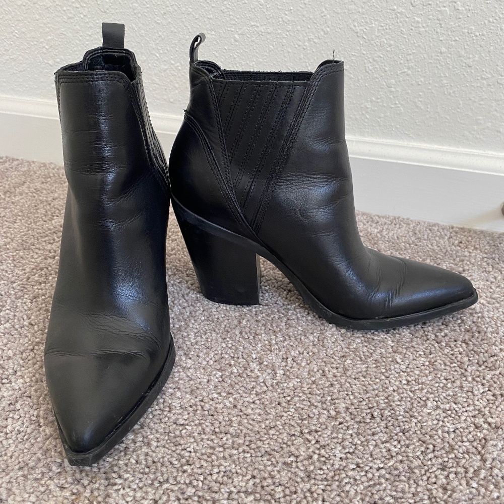 Marc Fisher Western Booties Black Leather